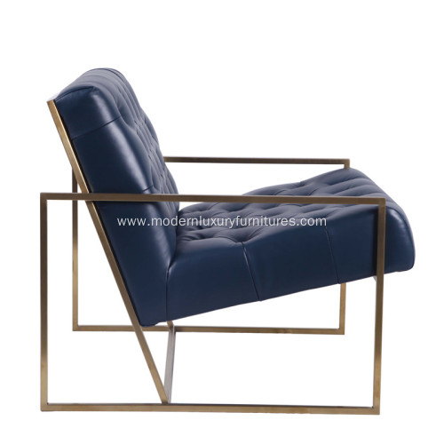 Thin Stainless Steel Frame Tufted Seat Lounge Chair